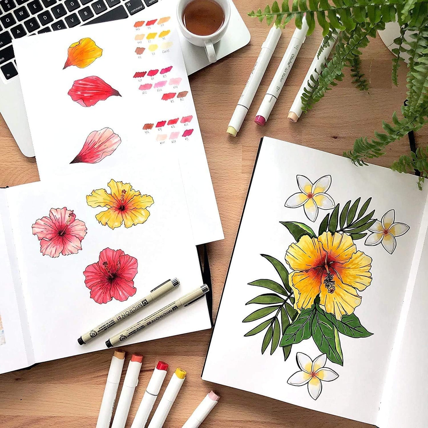 Professional Sketchbook Marker Pads, 6.9" x 6.5" Mini Size, 120LB/200GSM Heavyweight Smooth Drawing 30 Sheets/60 Pgs, Hardcover