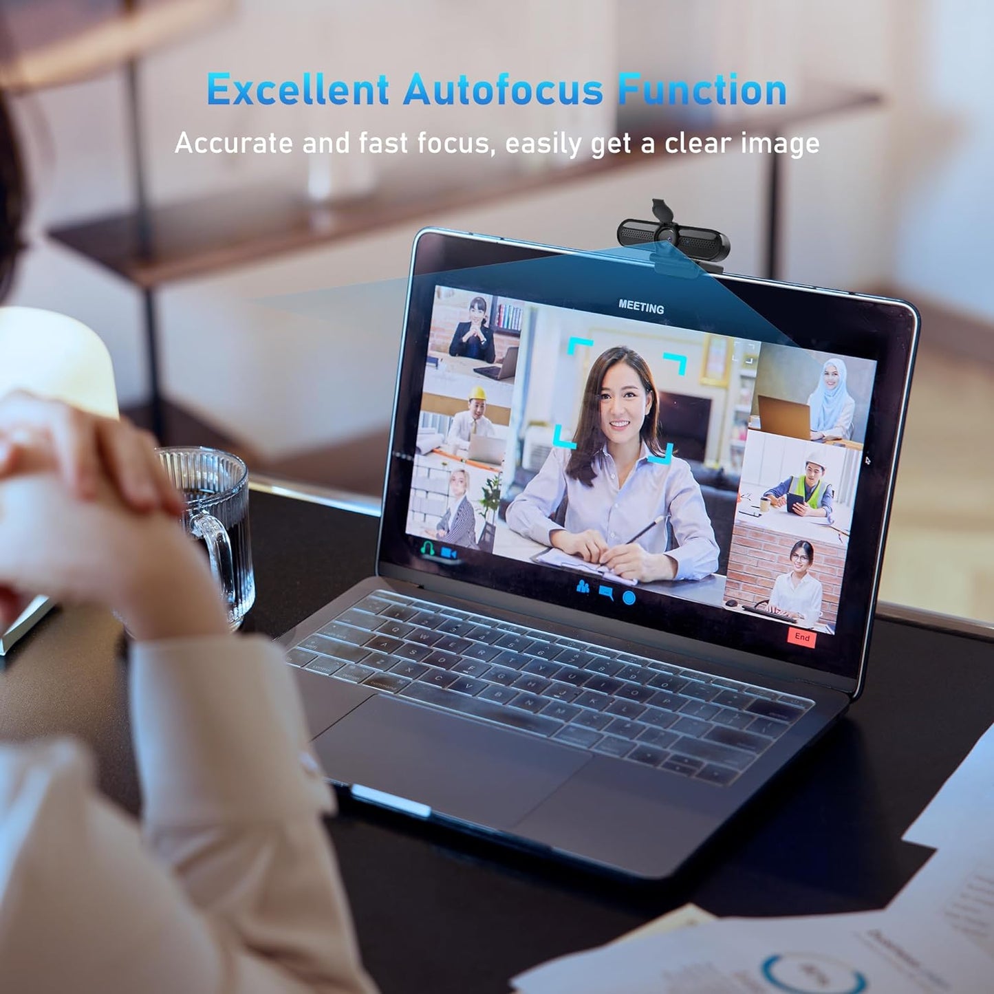 2K High-Definition Webcam with 30FPS Streaming, 1080P at 60FPS, Autofocus, Dual Noise-Cancelling Microphones, and Tripod 