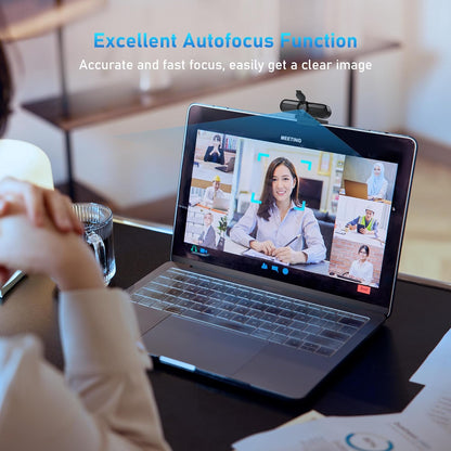 2K High-Definition Webcam with 30FPS Streaming, 1080P at 60FPS, Autofocus, Dual Noise-Cancelling Microphones, and Tripod 