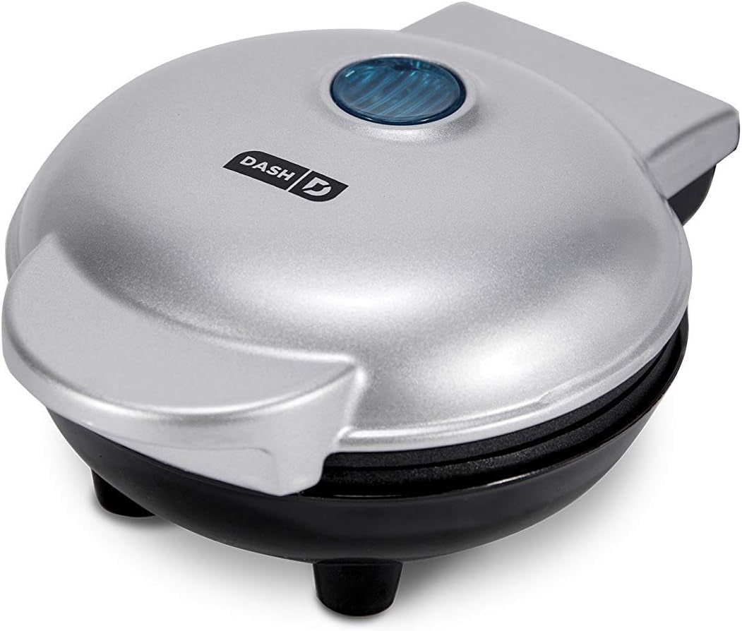 Mini Waffle Maker Machine - Compact 4" Appliance for Individual Waffles, Paninis, Hash Browns, and On-the-Go Meals in Aqua