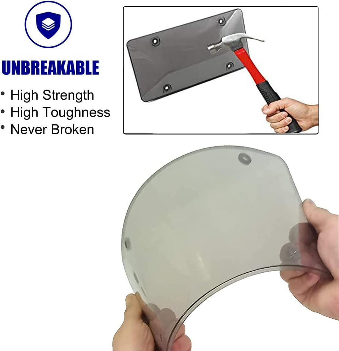 2-Pack License Plate Covers with Screw Caps - Smoked Bubble License Plate Frames and Protectors