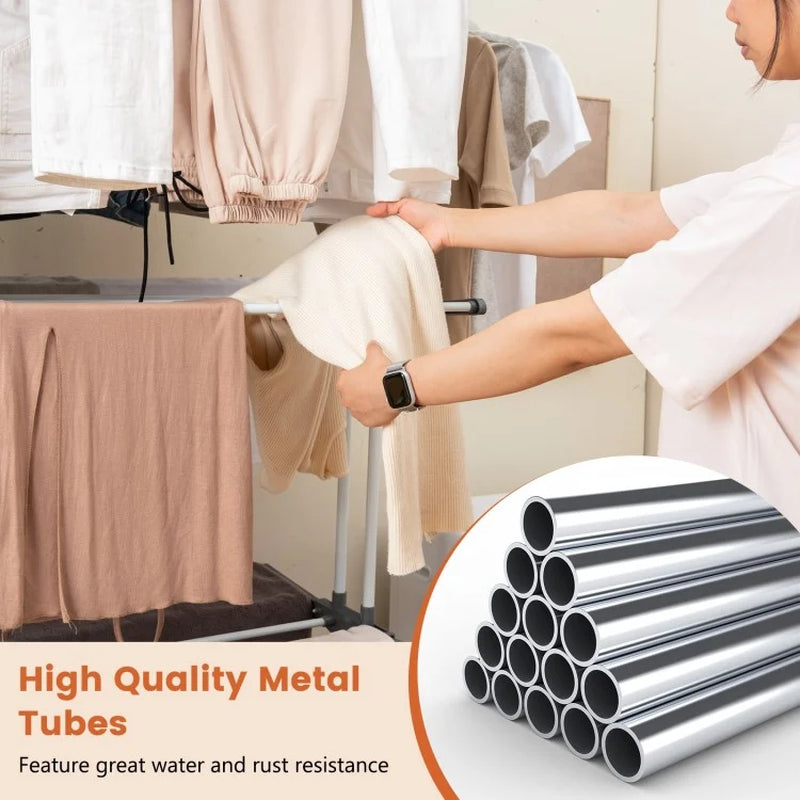 4-Tier Clothes Drying Rack with Rotatable Side Wings and Collapsible Shelves
