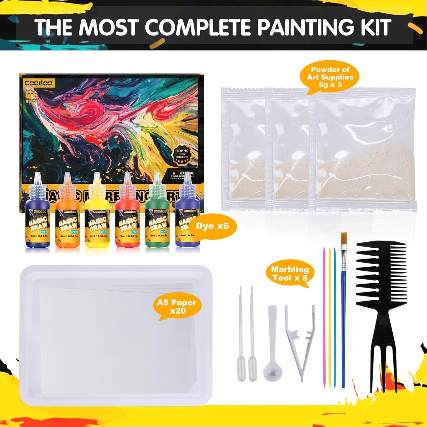 Water Marbling Paint for Kids - Arts and Crafts for Girls & Boys Crafts Kits Ideal Gifts for Kids Age 6-8 8-12