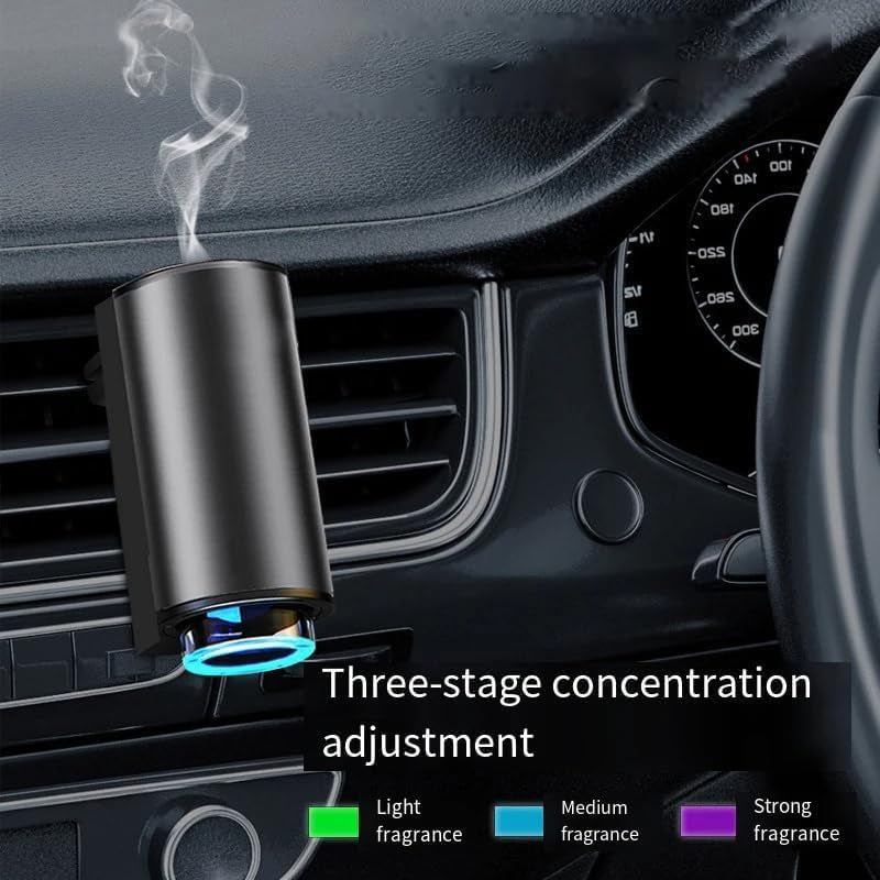 Rechargeable Car Air Freshener Diffuser with Adjustable Aroma Settings and Three Essential Oil Bottles