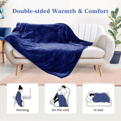 Reversible Electric Heated Blanket - Flannel/Sherpa, Fast Heating with 3 Temperature Settings, 4-Hour Auto Shut-Off, ETL Certified, Machine Washable, 50" x 60