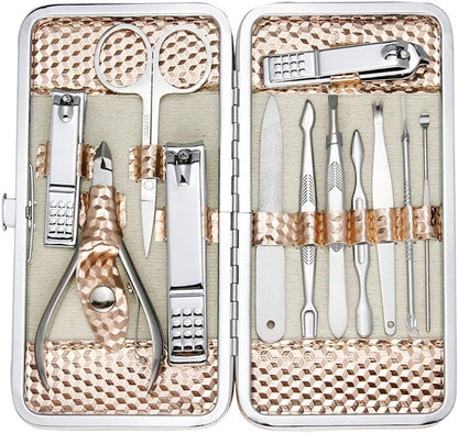 Professional Manicure and Grooming Set with Travel Case in Rose Gold