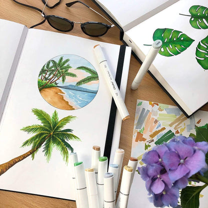 Professional Sketchbook Marker Pads, 6.9" x 6.5" Mini Size, 120LB/200GSM Heavyweight Smooth Drawing 30 Sheets/60 Pgs, Hardcover