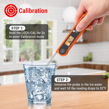 Professional Waterproof Digital Instant Read Meat Thermometer with Backlight for Cooking, Frying, and Candy Making
