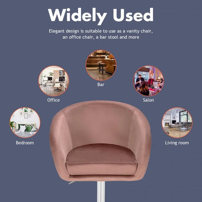 360-Degree Swivel Accent Chair with Round Back and Chrome Frame for Makeup Application
