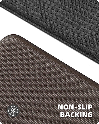 Waterproof Cushioned Anti-Fatigue Kitchen Mat, Non-Slip Rubber Runner, 44x150 cm (17"x59") - Black