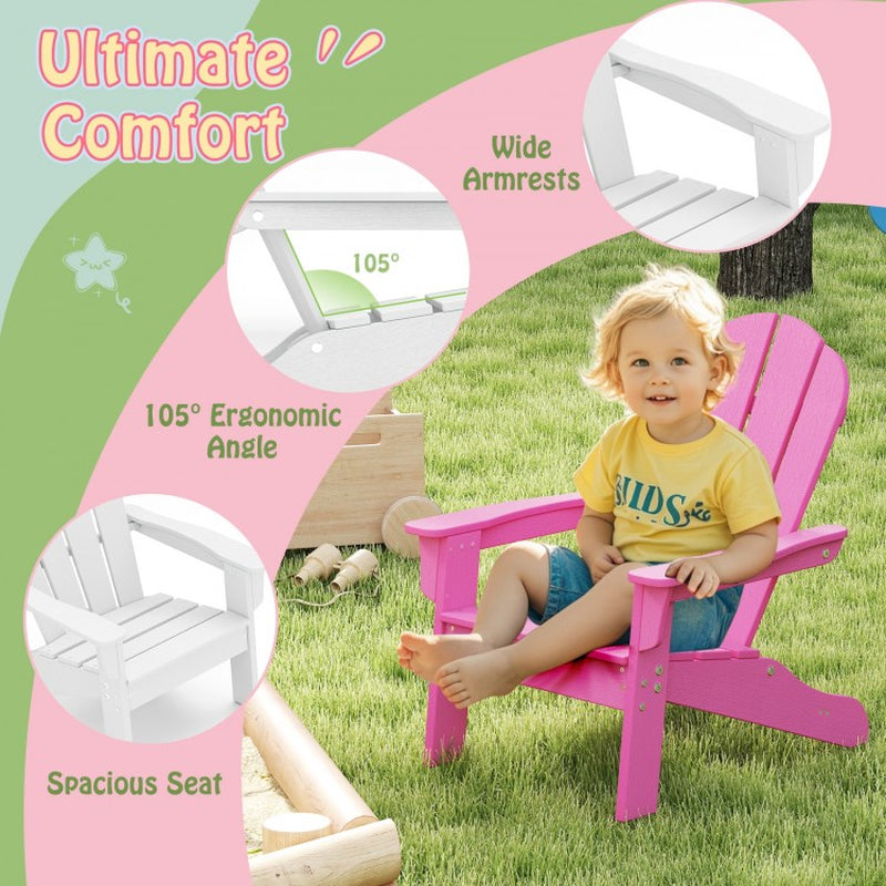All-Weather HDPE Children's Adirondack Chair with High Backrest and Armrests