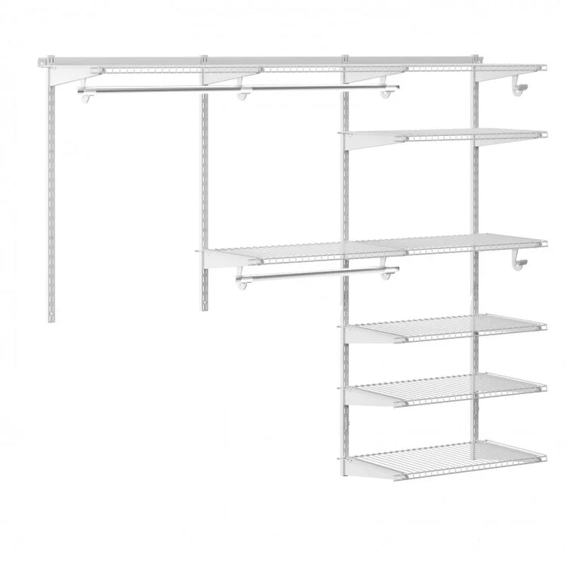 Adjustable Closet Organization System with Shelving and Hanging Rods for 4 to 6 Feet Spaces