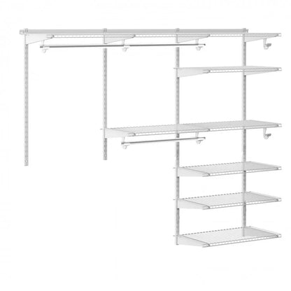 Adjustable Closet Organization System with Shelving and Hanging Rods for 4 to 6 Feet Spaces
