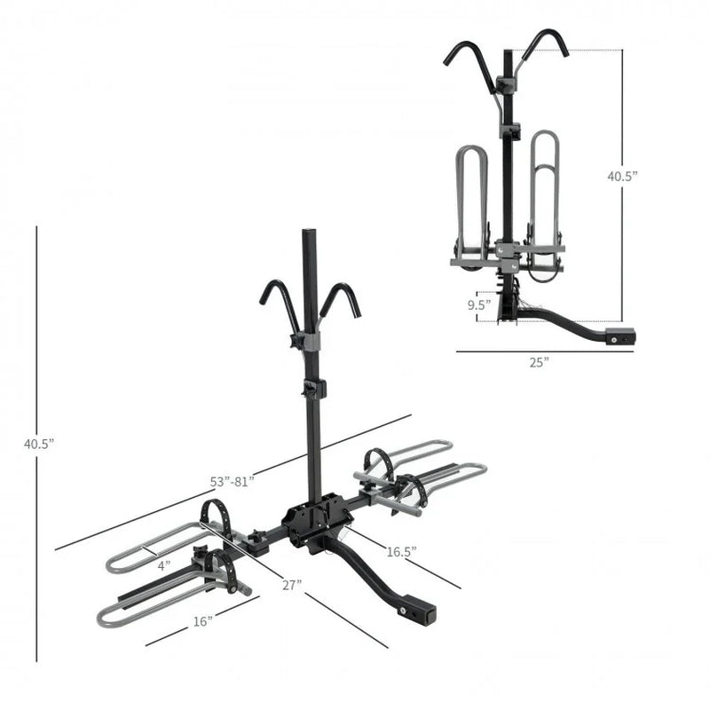 Hitch-Mounted Bike Rack for Two Bikes - Compatible with 1-1/4 Inch and 2 Inch Receivers