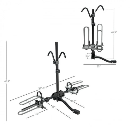 Hitch-Mounted Bike Rack for Two Bikes - Compatible with 1-1/4 Inch and 2 Inch Receivers