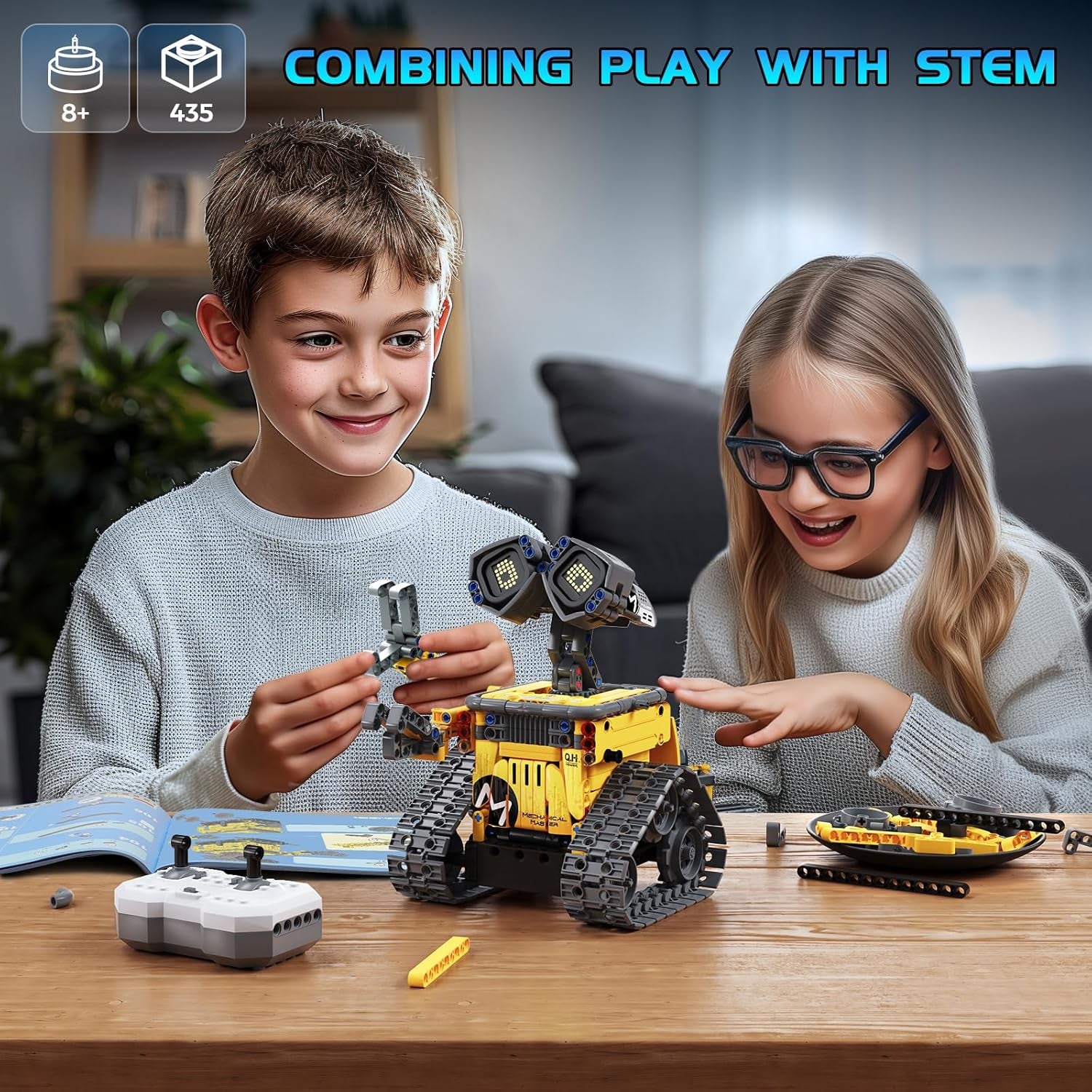  Educational Robot Building Set for Ages 8+ Remote and App-Controlled 5-in-1 Wall Robot Coding Kit, (435 Pieces)