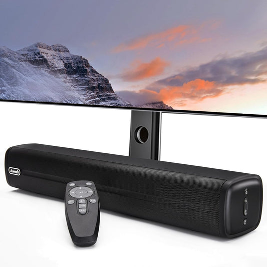 Compact 50W Soundbar for TVs - 16-Inch Ultra-Slim Mini Surround Sound System - Wireless Bluetooth 5.0, Optical, AUX, USB Connectivity