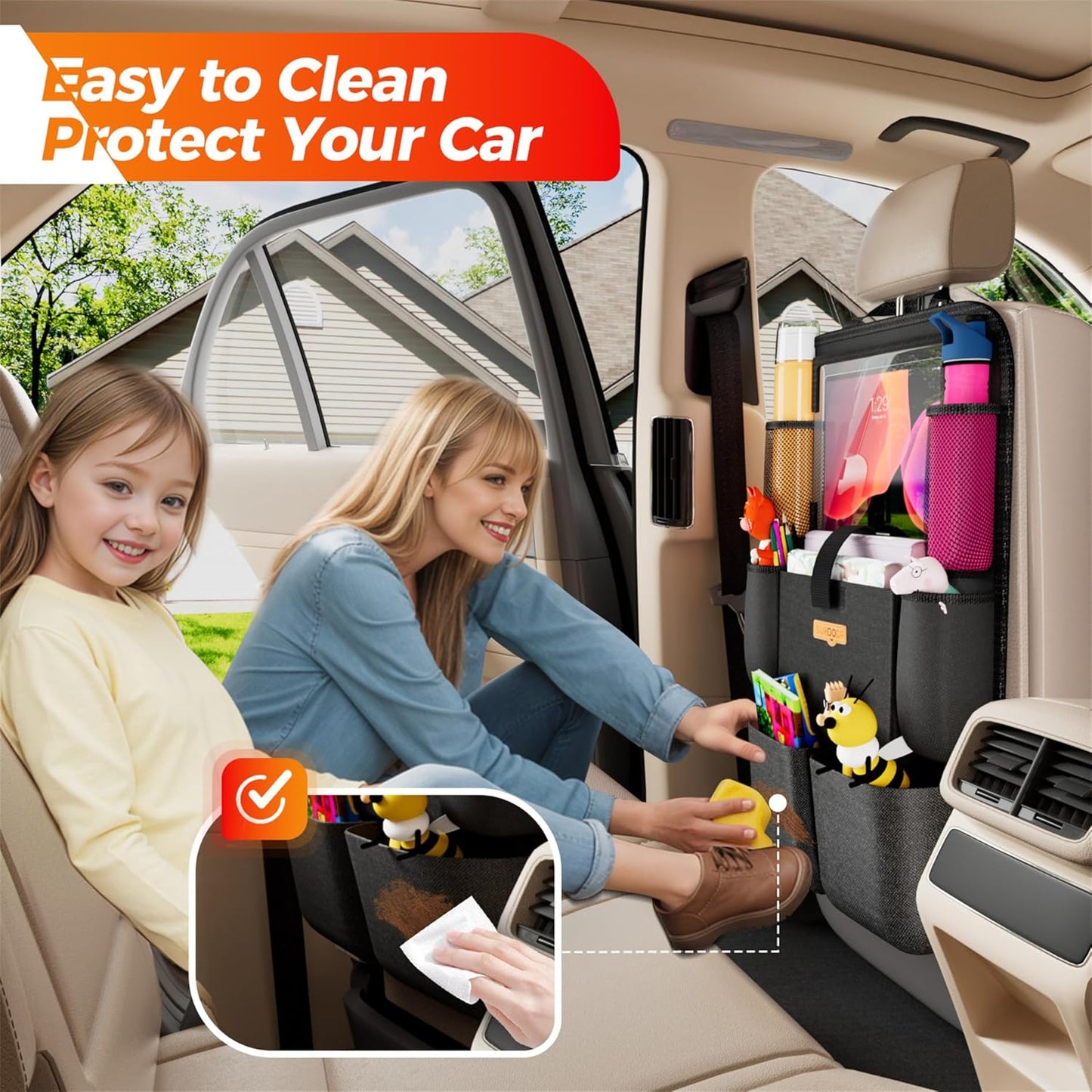 Premium Backseat Car Organizer with Tablet Holder and Multiple Storage Pockets for Kids