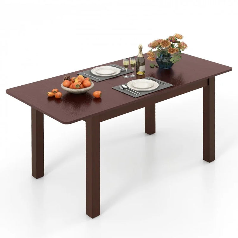 Extendable Folding Dining Table Featuring a Rubber Wood Frame and Safety Locks