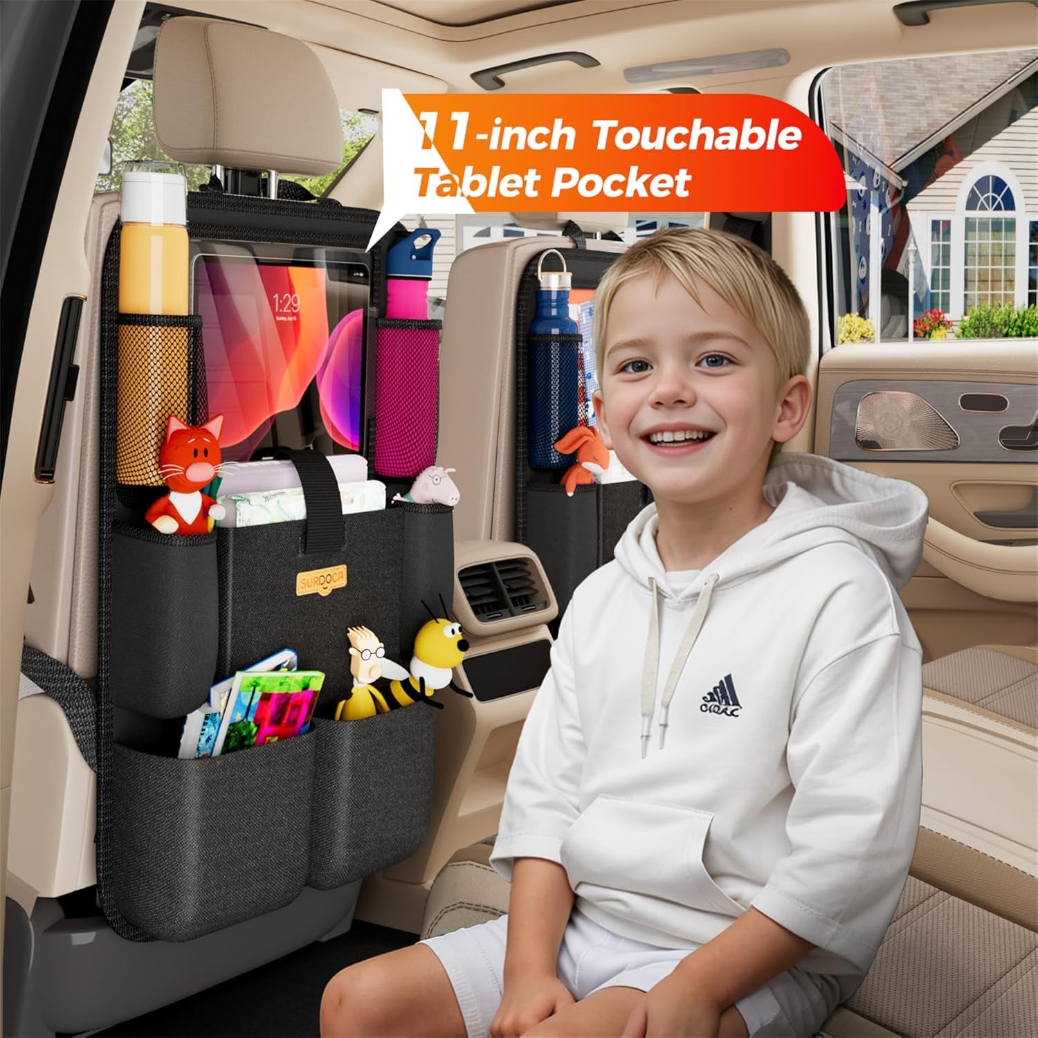 Premium Backseat Car Organizer with Tablet Holder and Multiple Storage Pockets for Kids
