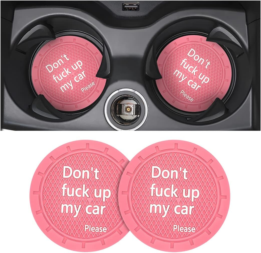 Car Cup Holder Coasters - Set of 2, 2.75 Inch Non-Slip PVC Insert Coasters, Anti-Scratch Cup Mats - Universal Fit 