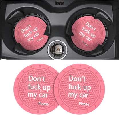Car Cup Holder Coasters - Set of 2, 2.75 Inch Non-Slip PVC Insert Coasters, Anti-Scratch Cup Mats - Universal Fit 