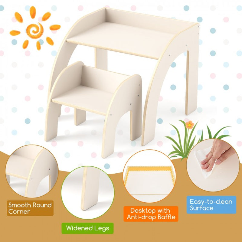 Children's Table and Chair Set Featuring a Spacious Tabletop and Safety-Designed Curved Edges for Playrooms