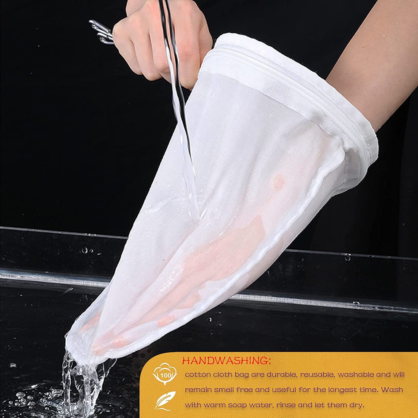 Ultra Fine Mesh Strainer Bags with Stainless Steel Frame Handle - Commercial Grade Reusable Food Filter Bags