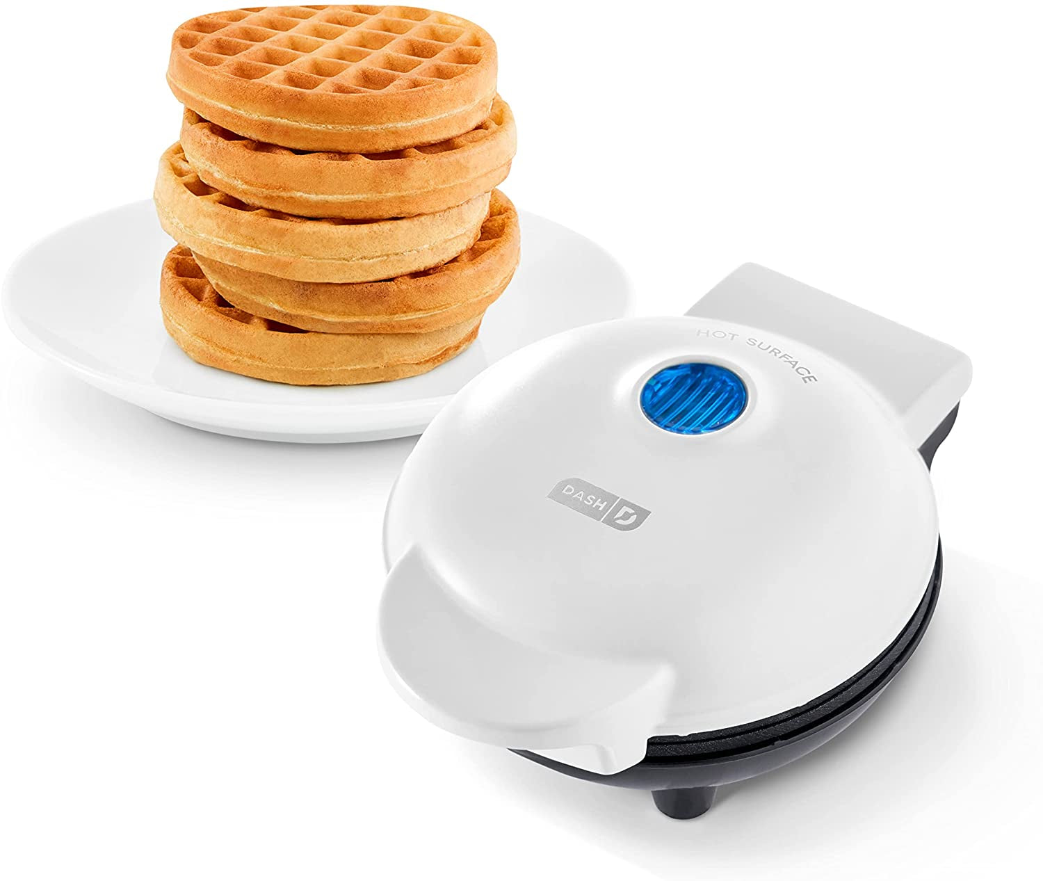 Mini Waffle Maker Machine - Compact 4" Appliance for Individual Waffles, Paninis, Hash Browns, and On-the-Go Meals in Aqua