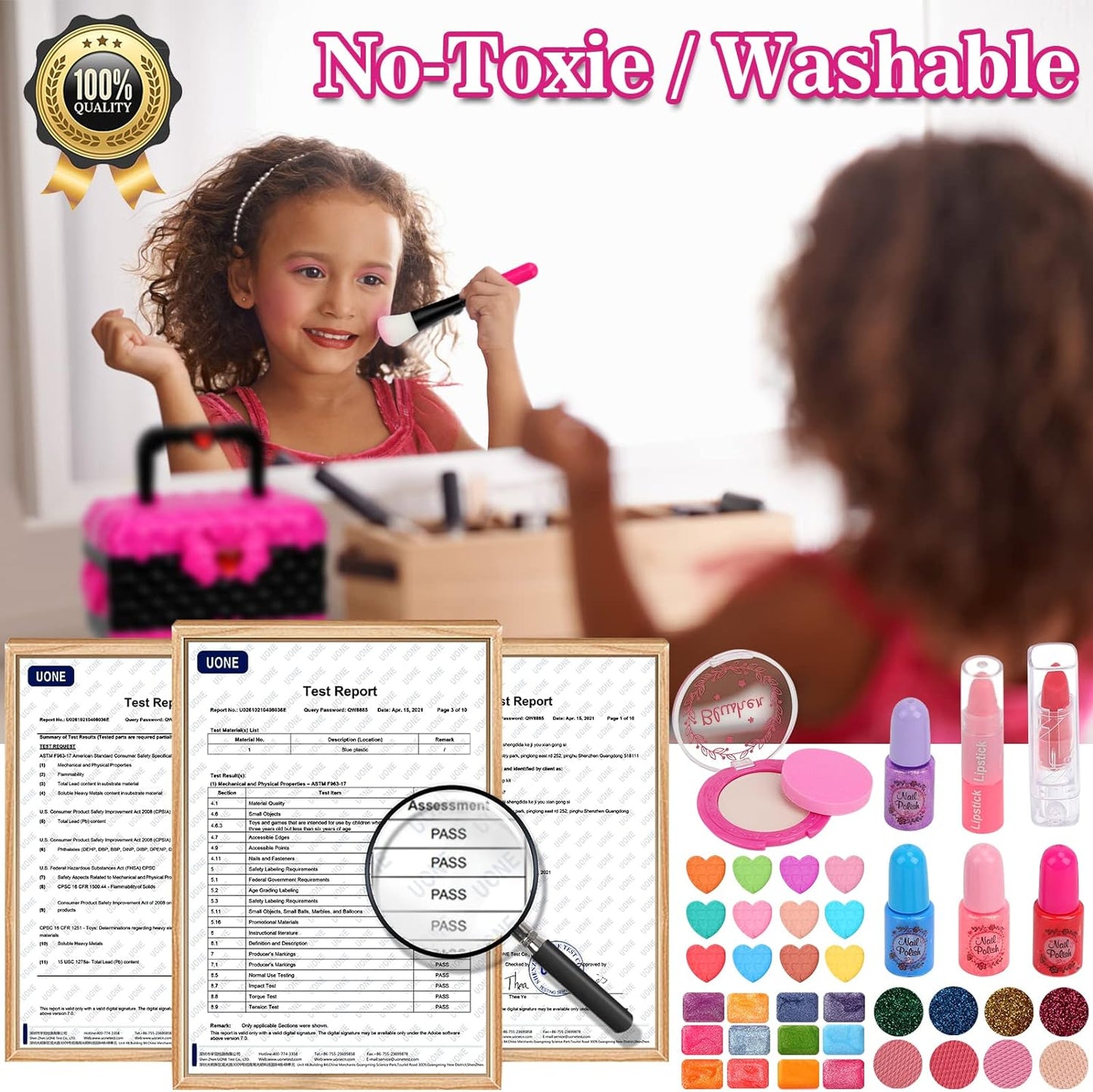 Kids Makeup Kit Girl Toys, 54PCS  Makeup Toys for Girls Washable Makeup Princess Make up Girl Toys Age 4 5 6 7 8 9 Birthday Gift