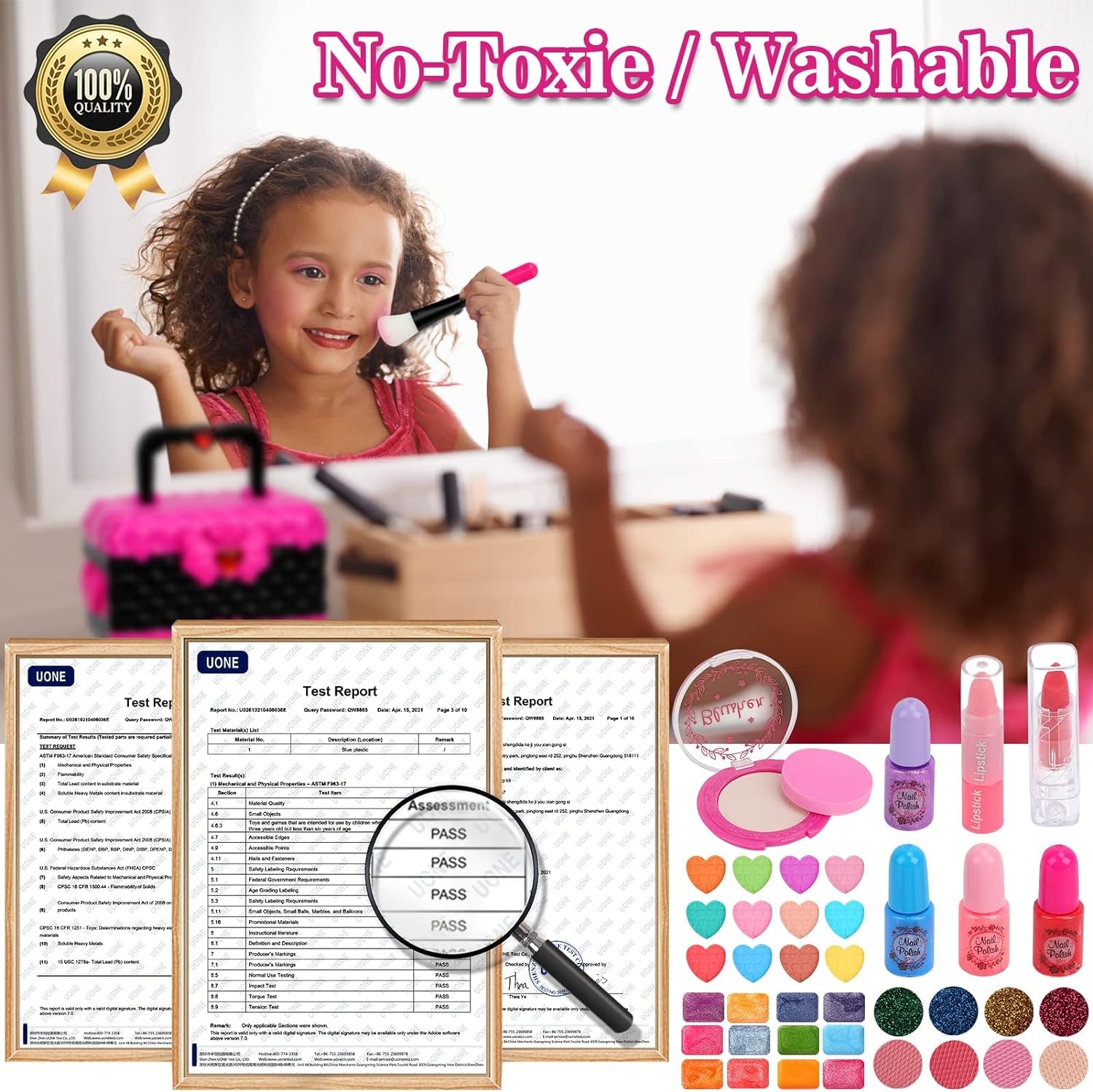 Kids Makeup Kit Girl Toys, 54PCS  Makeup Toys for Girls Washable Makeup Princess Make up Girl Toys Age 4 5 6 7 8 9 Birthday Gift