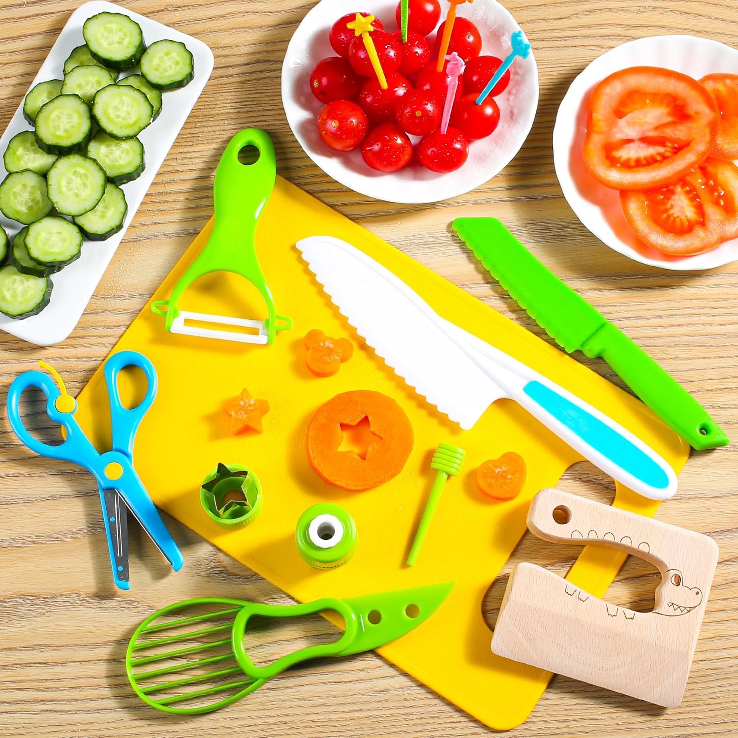 Montessori-Inspired Kids Knife Set: 46-Piece Cooking Tools for Toddlers, Ideal Gift for Ages 2 and Up