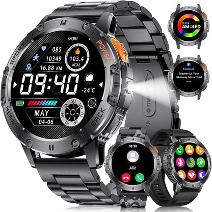 Smart Watch - Bluetooth Calling, 1.43" HD AMOLED Fitness Tracker, IP68 Waterproof, 100+ Sports Modes, 530mAh Battery, Heart Rate and Sleep Monitoring
