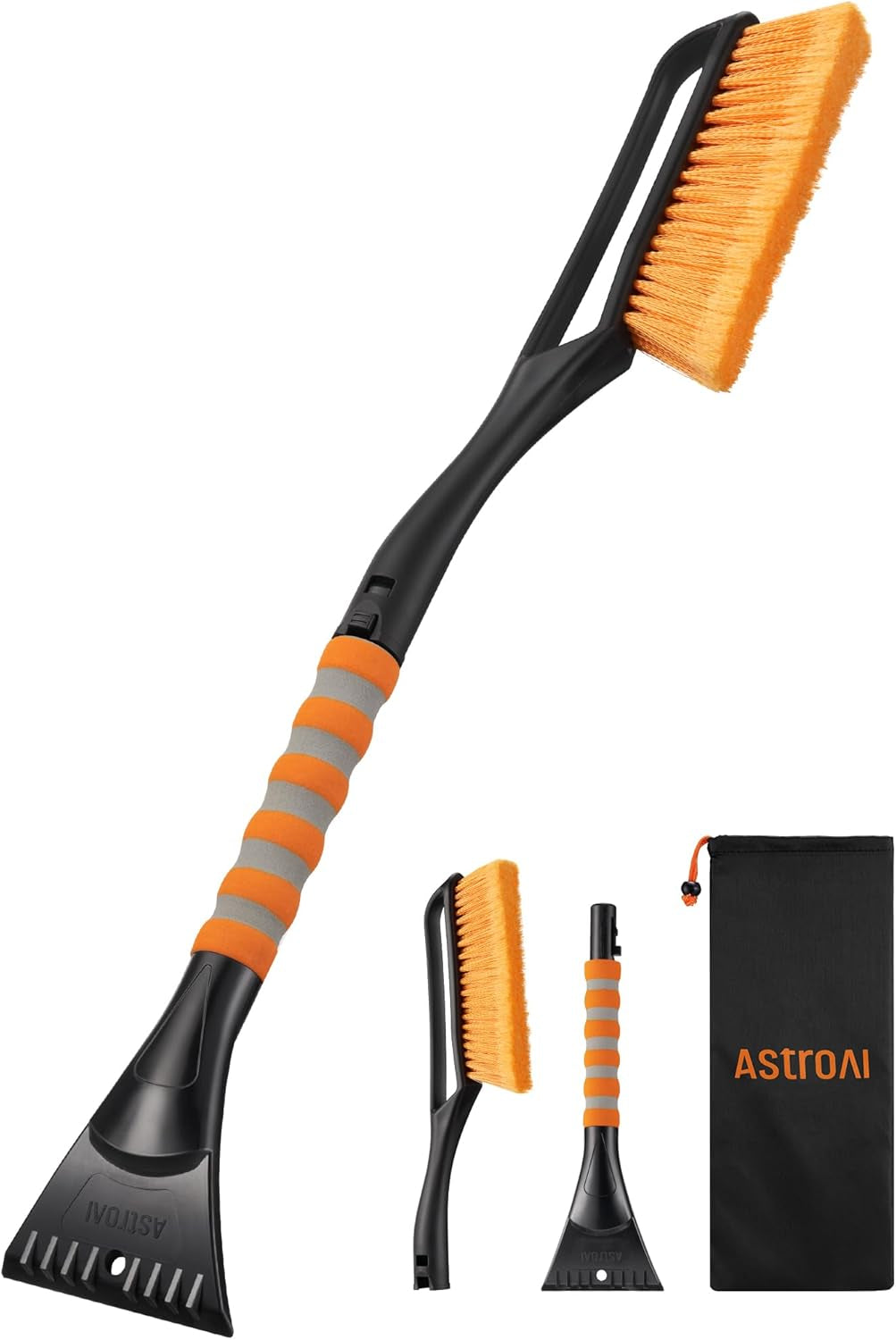 27-Inch Durable Snow Brush - Detachable Ice Scraper, Ergonomic Foam Grip for Vehicles - ABS and PVC Construction