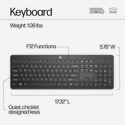 230 Wireless Mouse and Keyboard Combo - 2.4Ghz Wireless Connection - Long Battery Life - Durable & Low-Noise Design - Windows & Mac OS - Adjustable 1600 DPI - Numeric Keypad