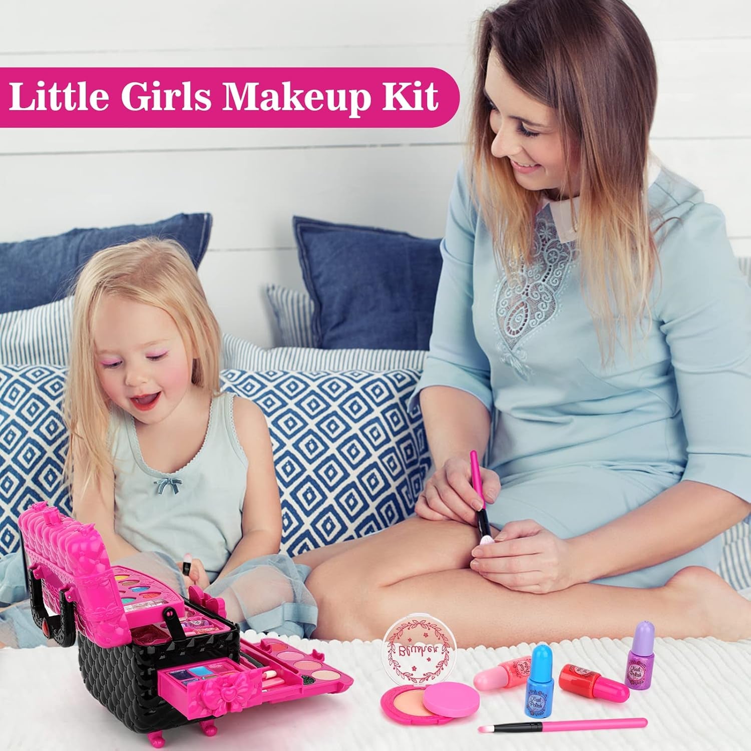 Kids Makeup Kit Girl Toys, 54PCS  Makeup Toys for Girls Washable Makeup Princess Make up Girl Toys Age 4 5 6 7 8 9 Birthday Gift