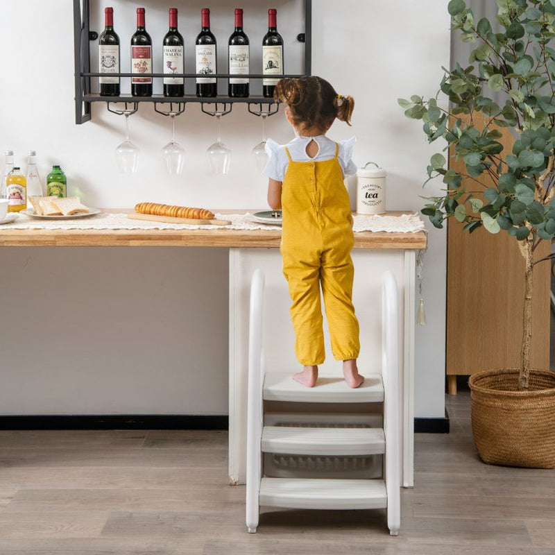 Toddler 3-Step Stool with Safety Handles and Non-Slip Pedals