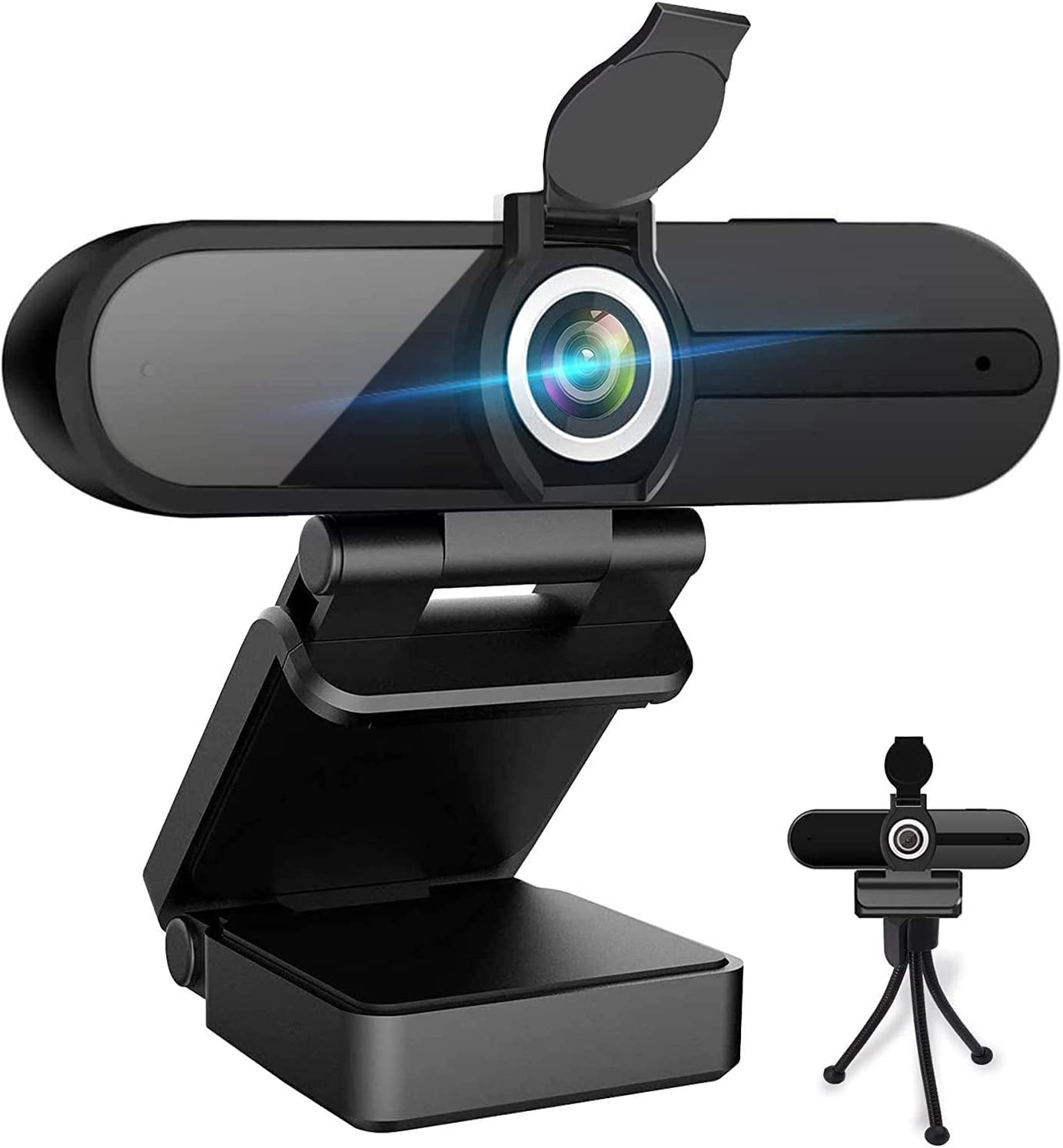 4K Ultra HD Webcam with Microphone and Mini Tripod, 8 Megapixel Streaming Camera for Laptop and Desktop, Featuring Privacy Shutter