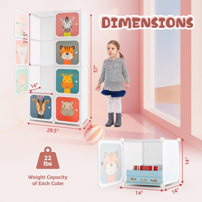 8-Cube Children's Wardrobe with Hanging Section and Doors