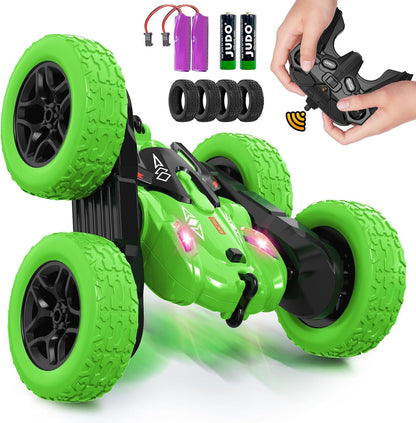Remote Control Stunt Car-LED Light Strips, Headlights, 2.4GHz All-Terrain Double-Sided 360° Rotating RC Vehicle Ages 8+