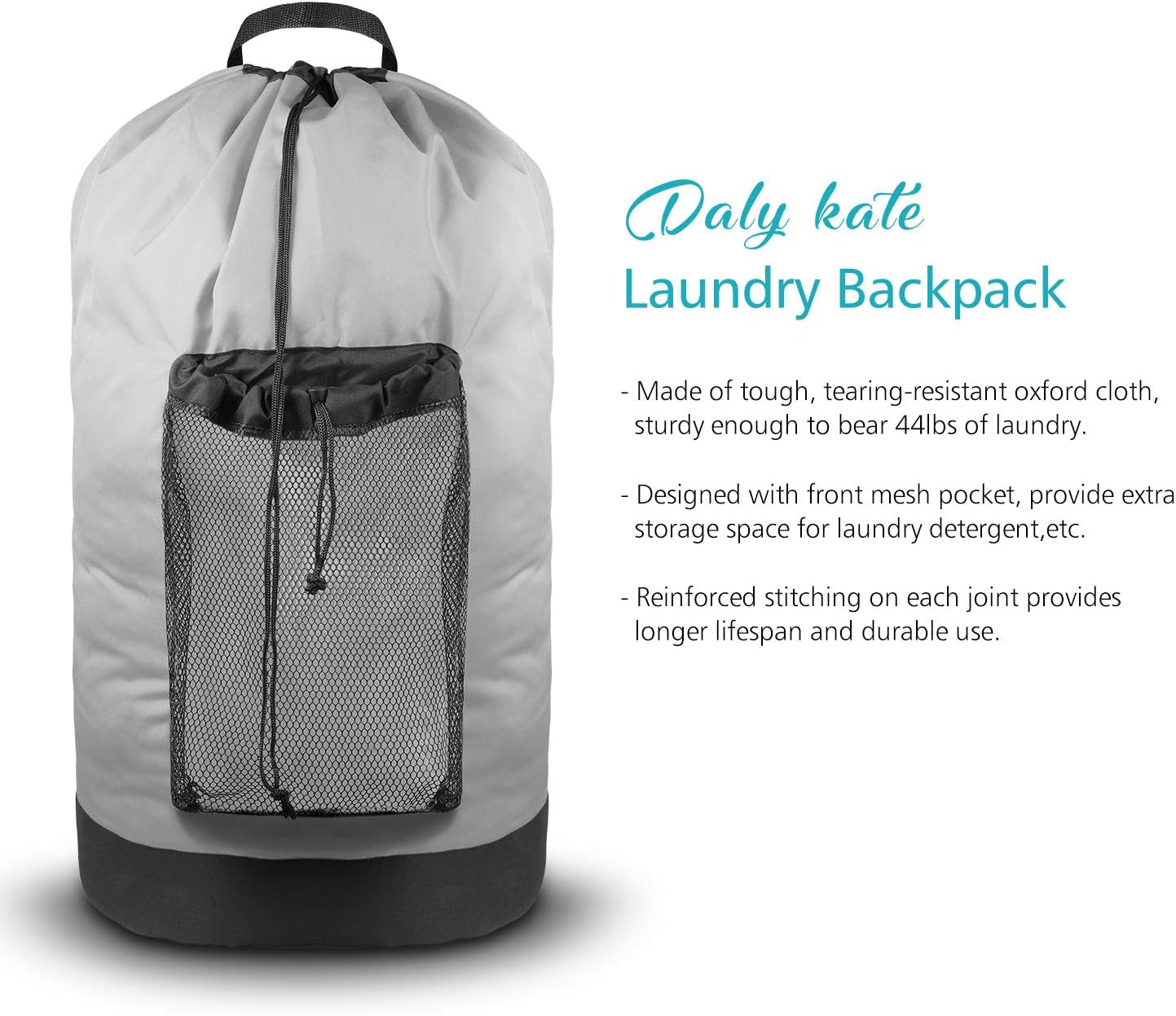 Nylon Laundry Backpack with Shoulder Straps and Mesh Pocket