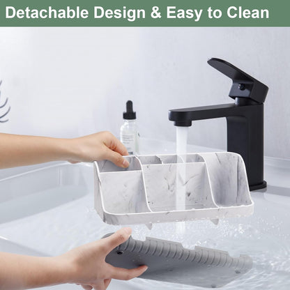 Detachable 7-Slot Marble Bathroom Organizer for Electric Toothbrushes and Toothpaste 