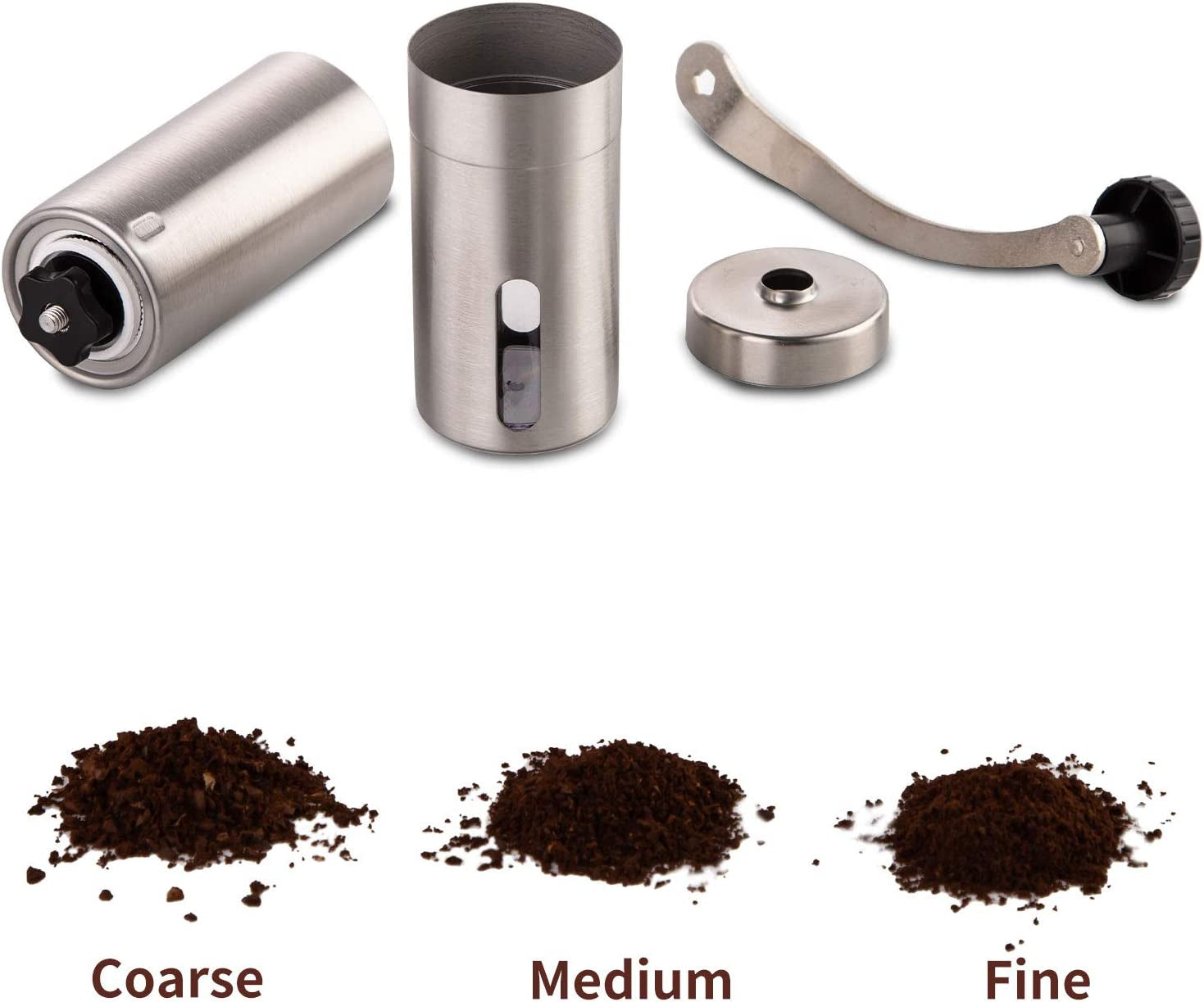 Stainless Steel Manual Coffee Bean Grinder with Ceramic Burr for Aeropress, Drip Coffee, Espresso, French Press, and Turkish Brew 