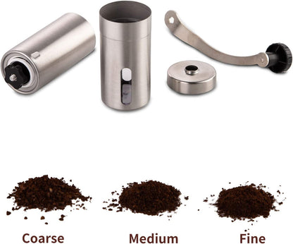 Stainless Steel Manual Coffee Bean Grinder with Ceramic Burr for Aeropress, Drip Coffee, Espresso, French Press, and Turkish Brew 