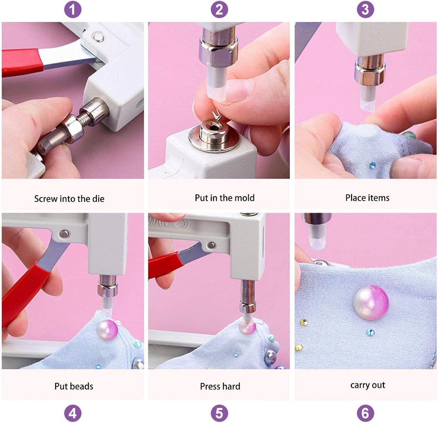 Pearl Inlay and Rivet Fixing Machine for DIY Projects - Hand Beaded Tools for Hats, Shoes, Clothing, and Skirts