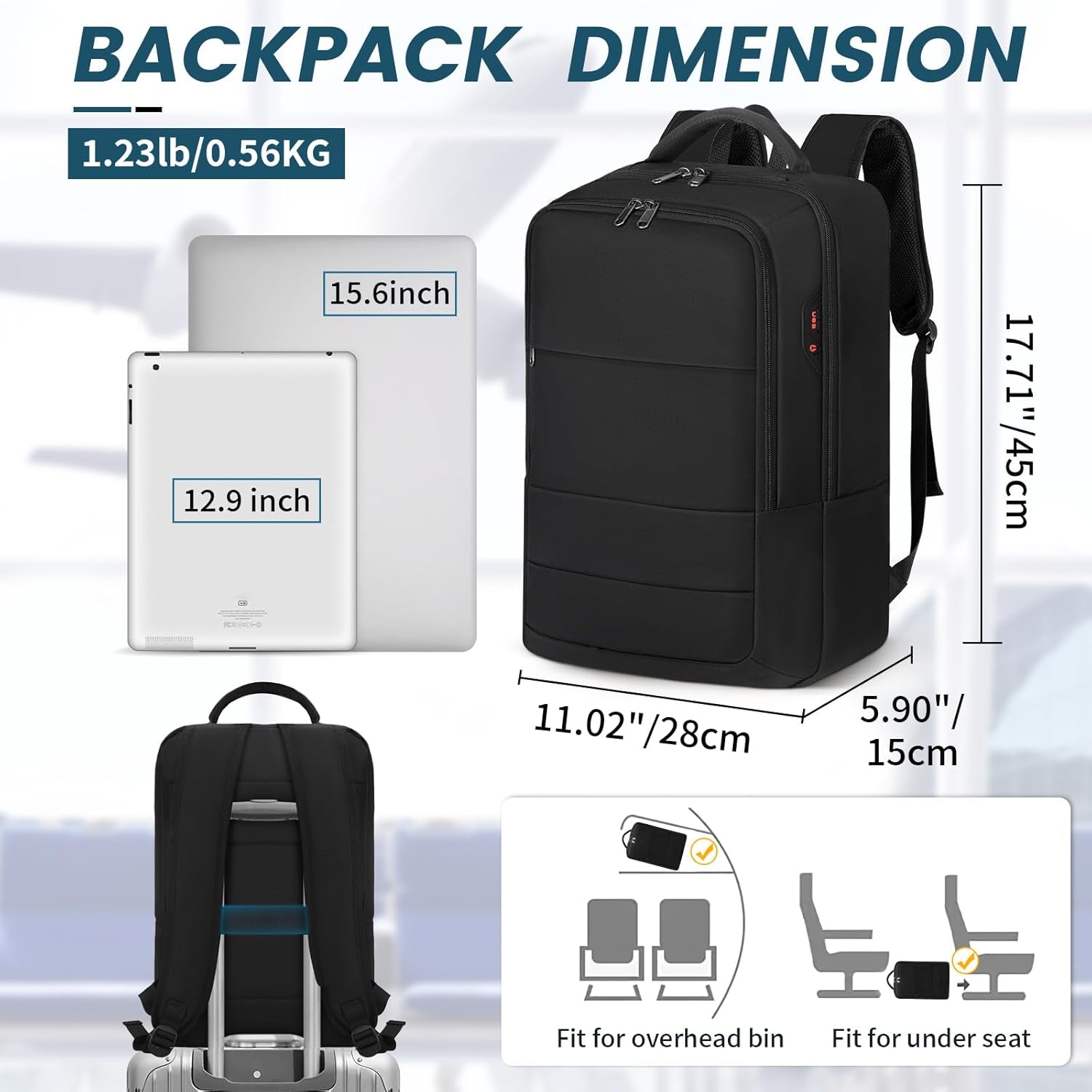 Laptop Backpack 15.6 Inch Backpack - Business Work Backpacks Water Resistant Backpack with Charging Hole Computer Backpack, Black