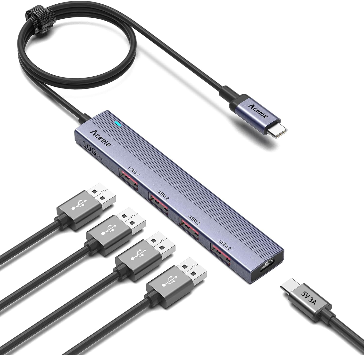 Ultra Slim USB 3.0 Hub with 4 Ports and 4Ft Extended Cable  Laptops, USB Flash Drives, Mobile Hard Drives