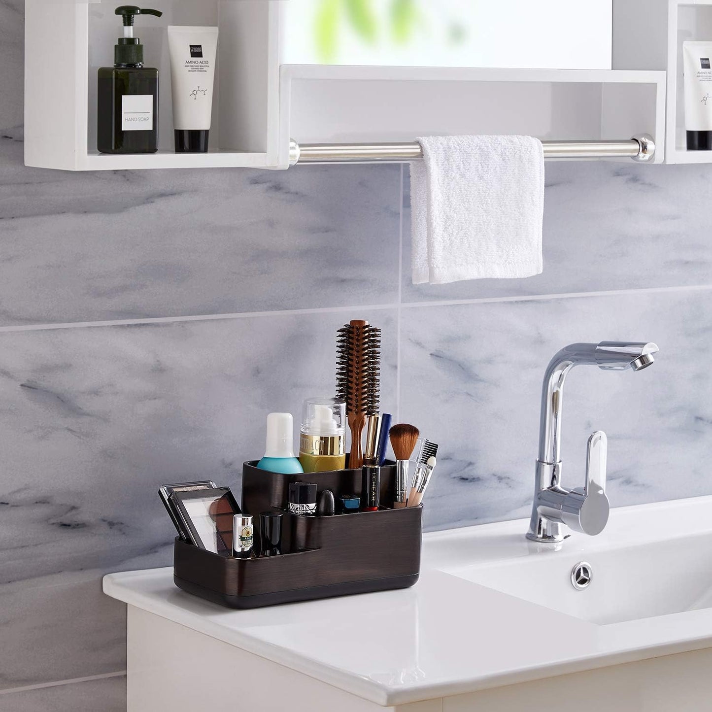 Elegant Bathroom Organizer for Electric Toothbrush and Toothpaste - Oil Rubbed Bronze Countertop Storage Solution
