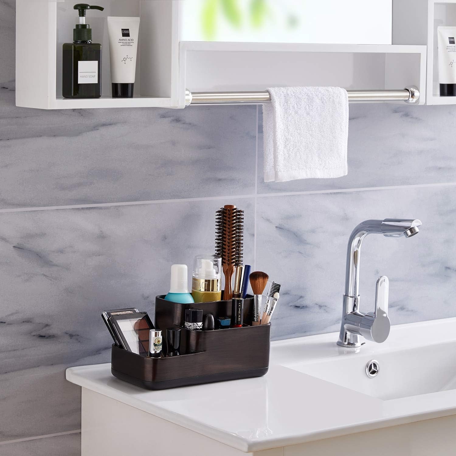 Elegant Bathroom Organizer for Electric Toothbrush and Toothpaste - Oil Rubbed Bronze Countertop Storage Solution