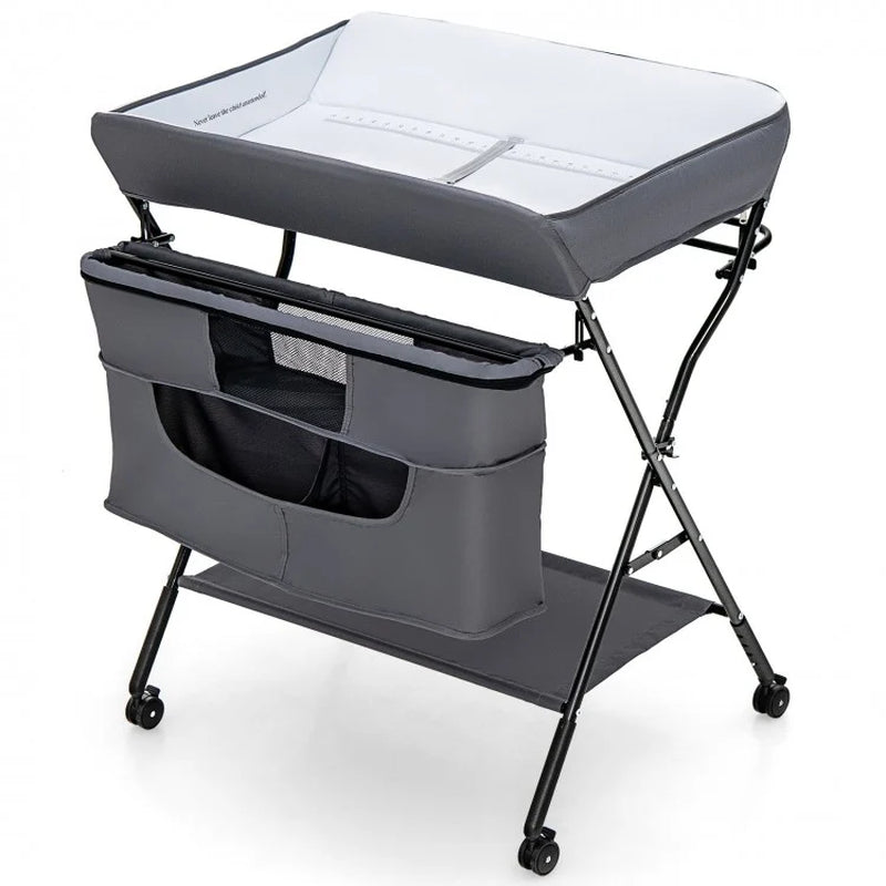 Portable Adjustable Height Nursery Organizer for Newborns with Wheels